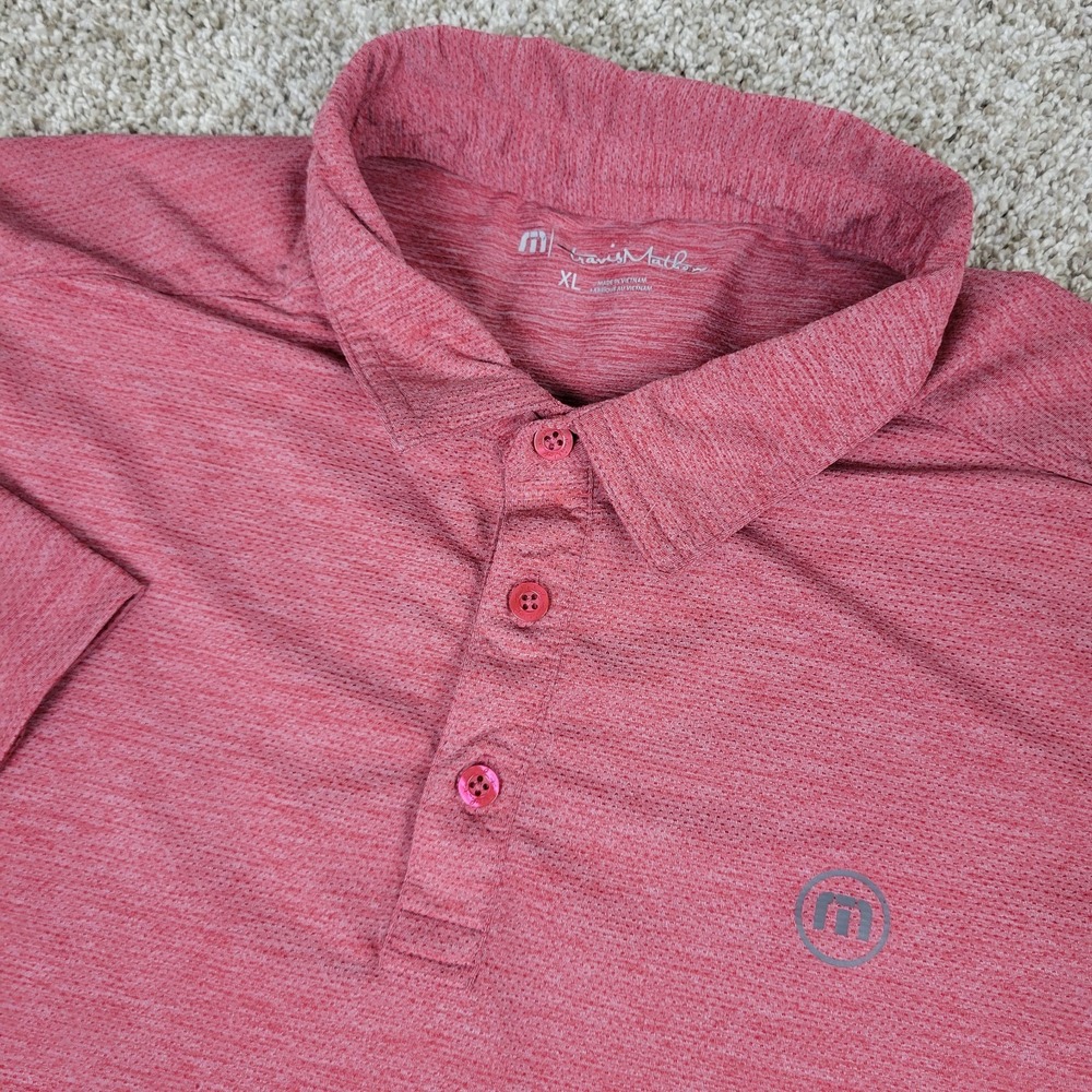 Travis Mathew Mens XL Solid Red Performance Stretch Golf Polo Short Sleeve